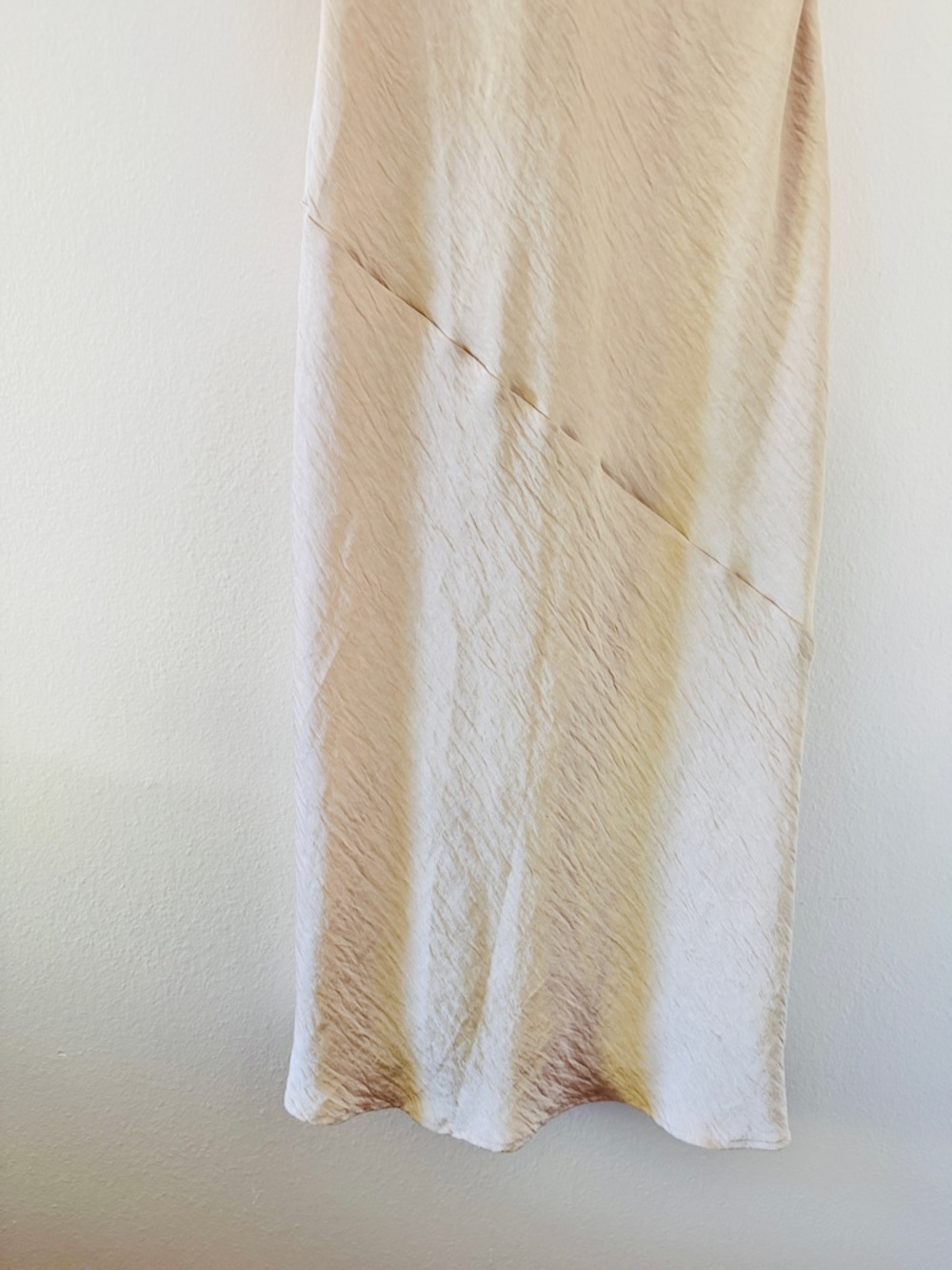 NWT Abercrombie & Fitch Crinkle Satin Maxi Dress - Cream Tan Beige - Picture 7 of 9